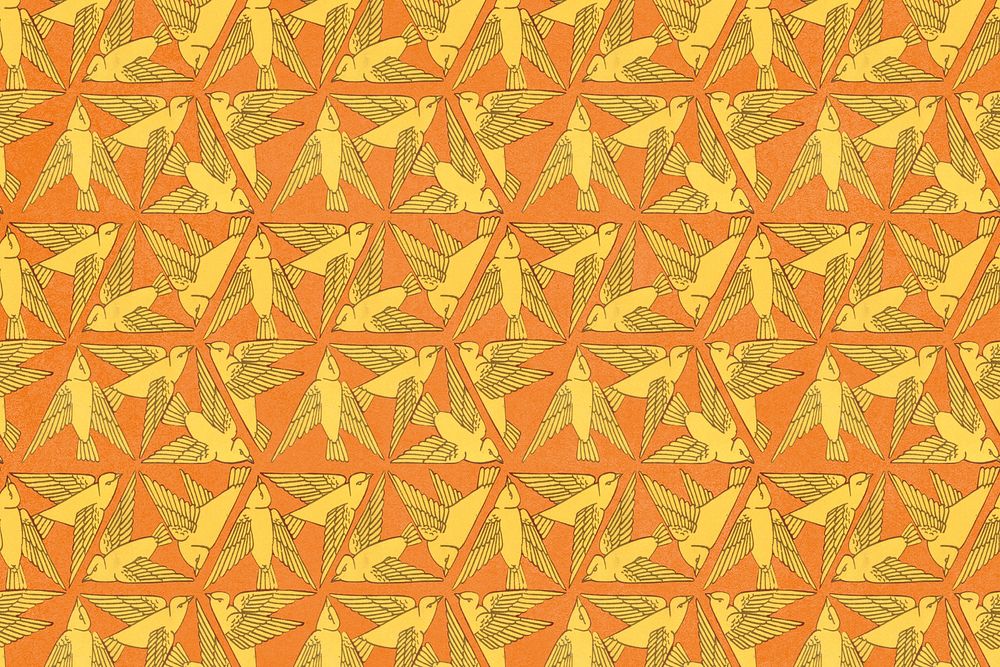 Triangle bird pattern background, vintage animal, Maurice Pillard Verneuil artwork remixed by rawpixel psd