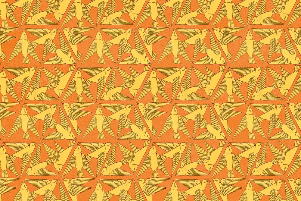 Triangle bird pattern background, vintage animal, Maurice Pillard Verneuil artwork remixed by rawpixel