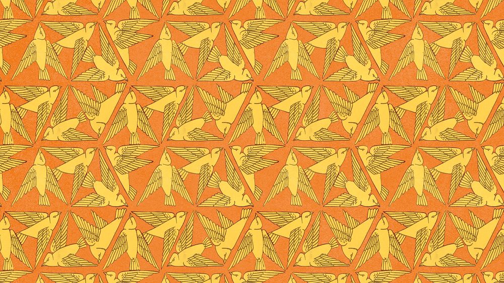Triangle bird pattern HD wallpaper, vintage animal, Maurice Pillard Verneuil artwork remixed by rawpixel