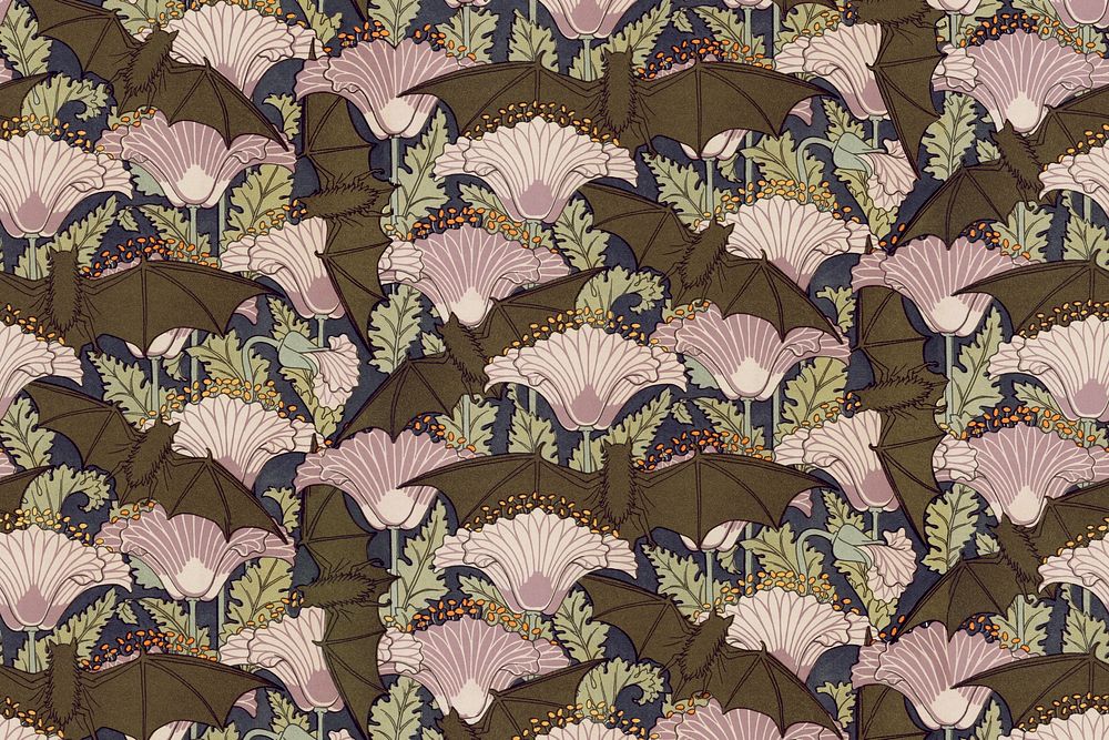 Maurice’s floral background, bats, famous artwork remixed by rawpixel