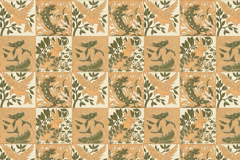 Exotic animal pattern background, Maurice Pillard Verneuil artwork remixed by rawpixel