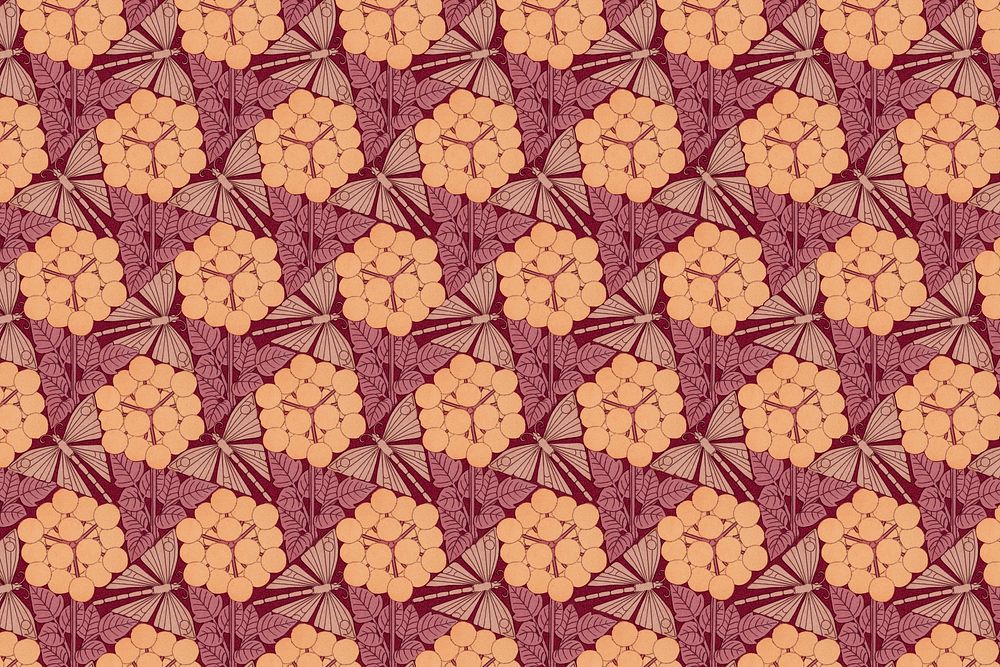 Vintage flower pattern background, Maurice Pillard Verneuil artwork remixed by rawpixel psd