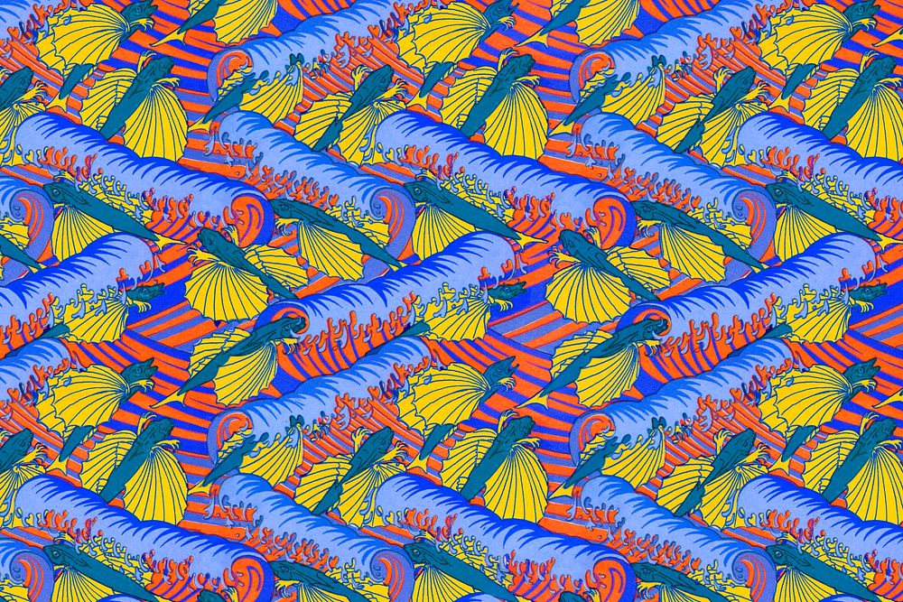 Maurice’s ocean pattern background, fish illustration, artwork remixed by rawpixel