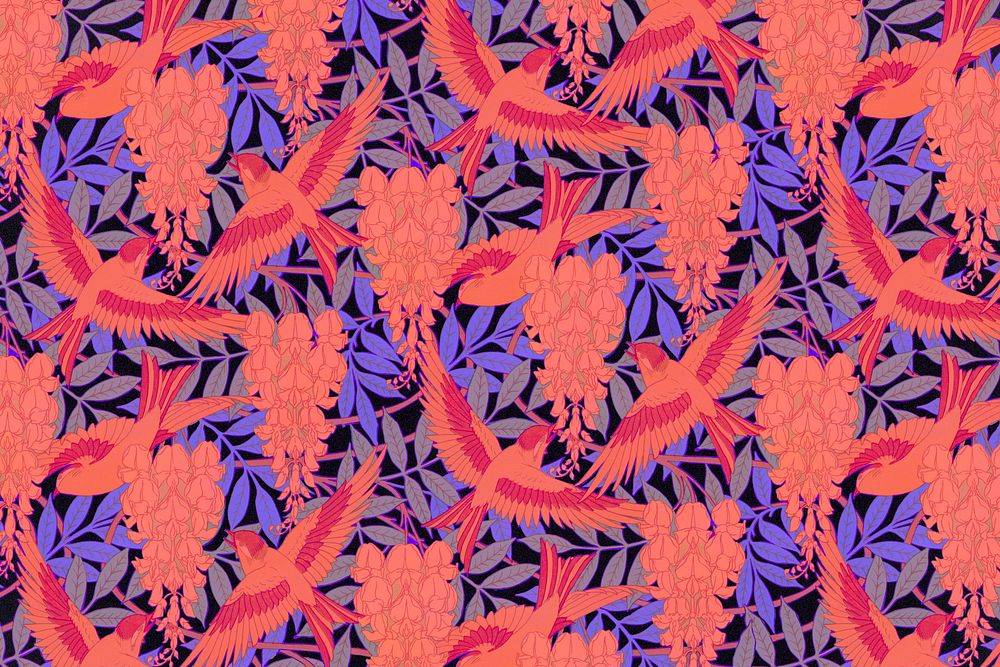 Exotic bird pattern background, Maurice Pillard Verneuil artwork remixed by rawpixel psd