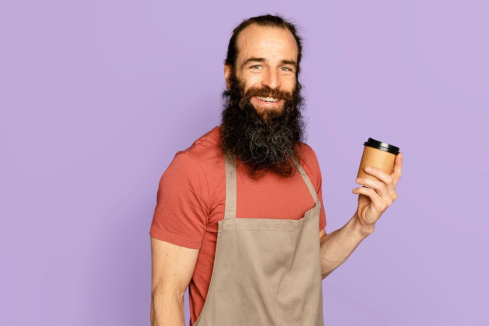 Business owner man holding coffee cup