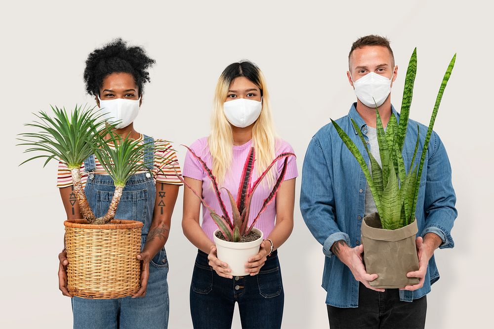 Plant parents wearing masks the new normal hobby