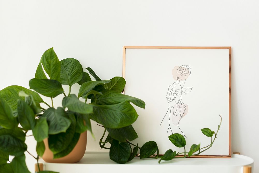 Plant lover home decor with picture frame