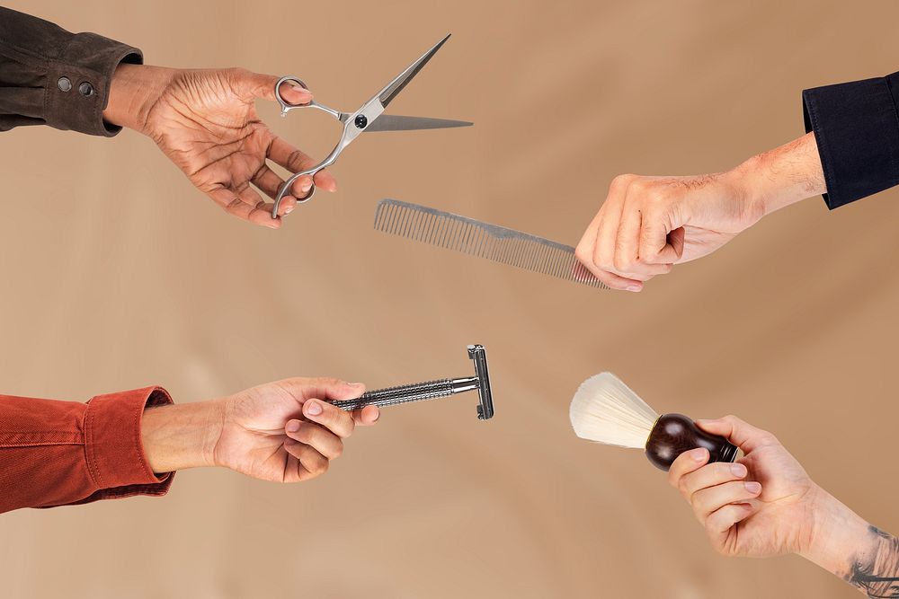 Barber’s styling kit mockup psd men’s salon jobs and career campaign