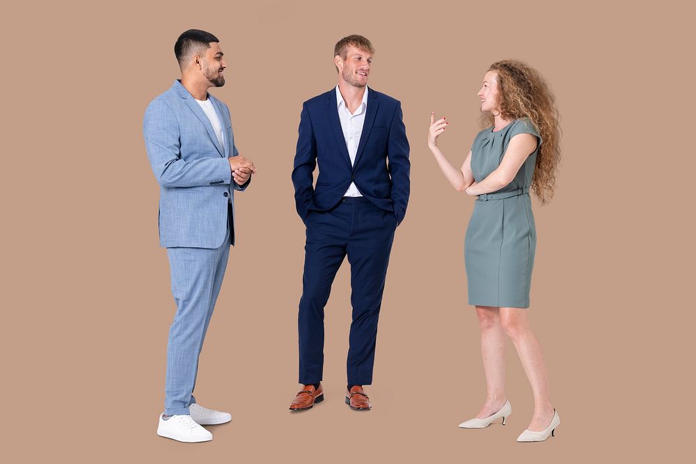 Diverse business people mockup psd group discussion full body