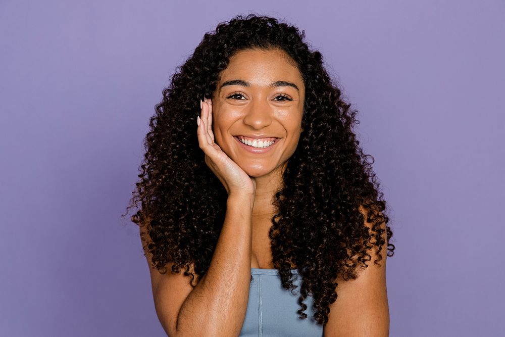 Beautiful African American woman with curly hair 