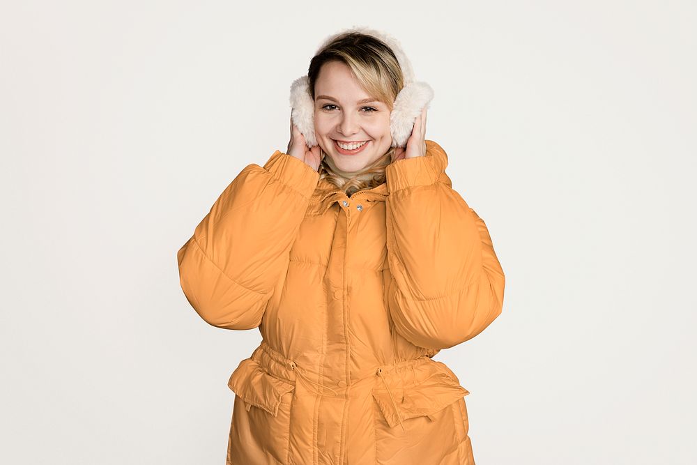 Woman wearing funky & colorful winter outfit