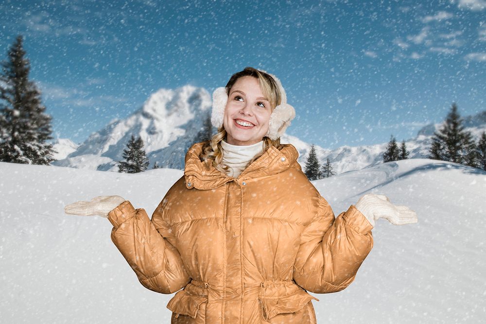 Winter jacket mockup, women's apparel | Premium PSD Mockup - rawpixel