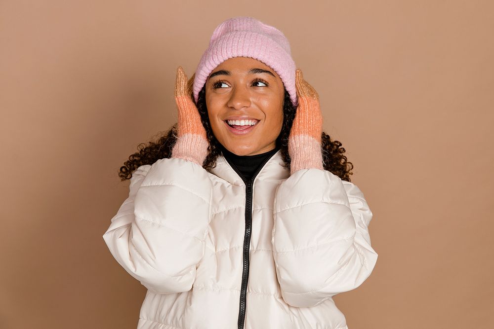 African American woman in winter outfit