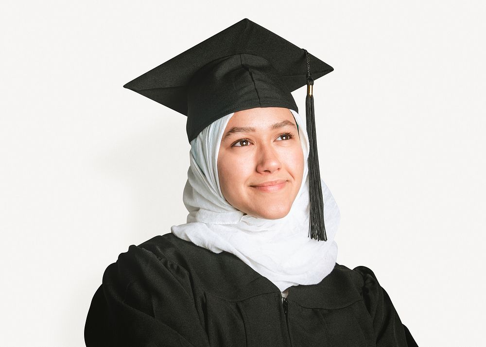 Muslim graduate sticker, education collage element psd