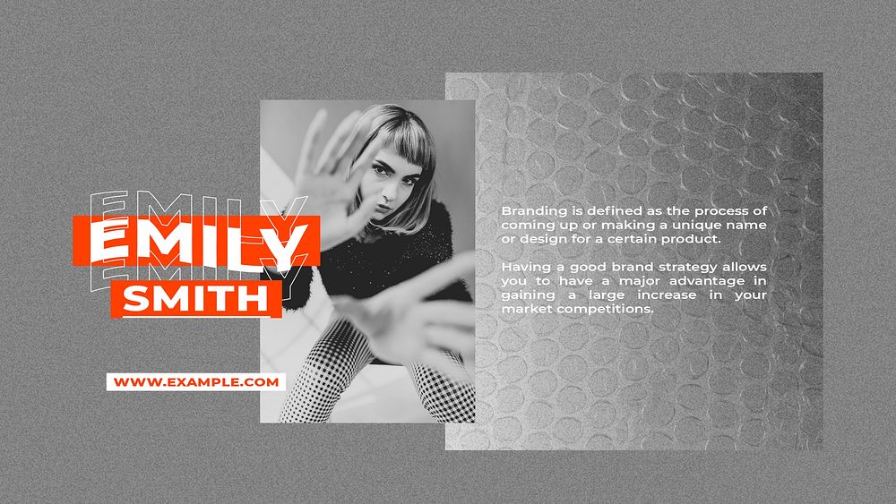Presentation template psd with gray background for fashion and trends influencers concept