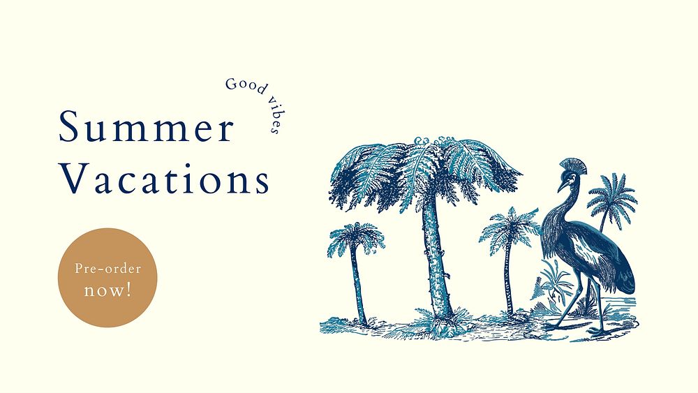 Summer vacations banner template vector with tropical background