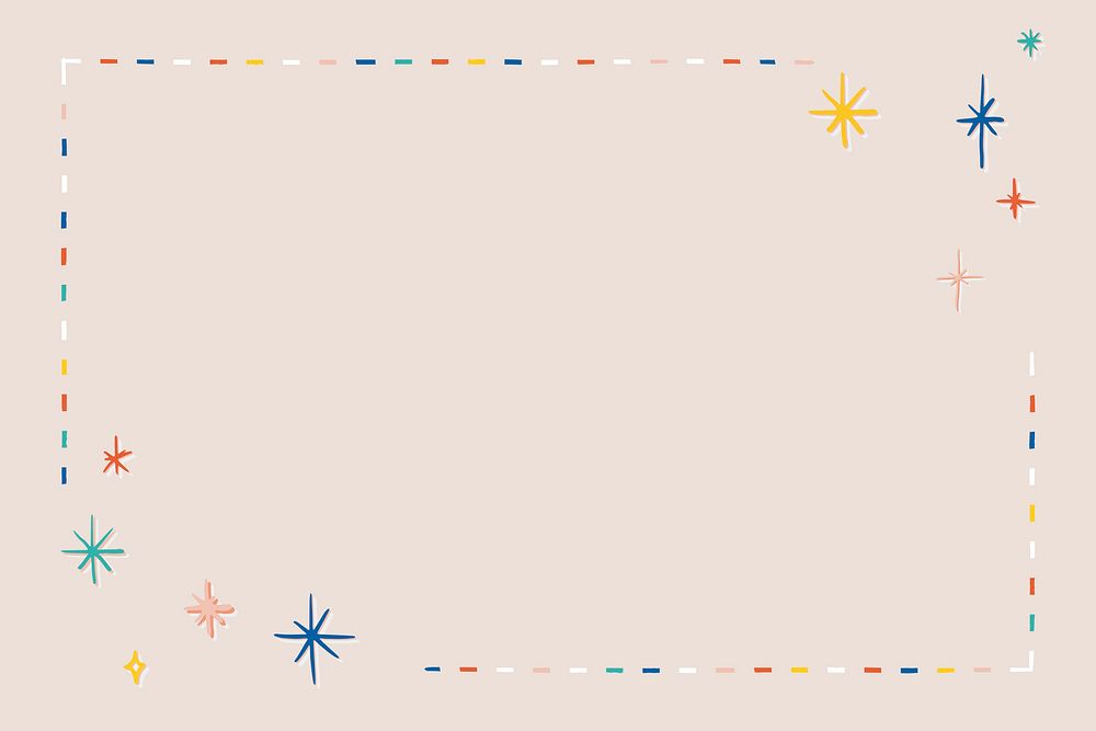 Colorful star frame psd on beige background