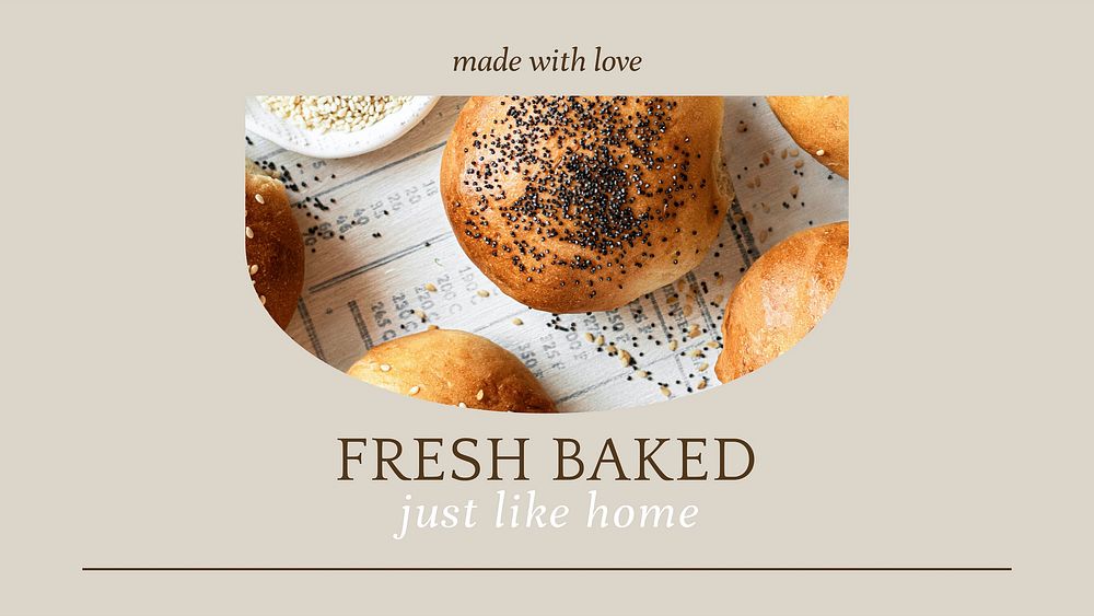 Fresh baked vector presentation template for bakery and cafe marketing