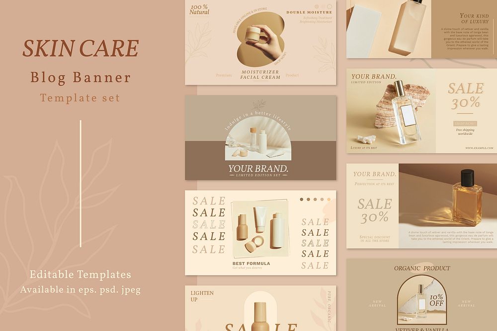 Cosmetic business banner template vector set
