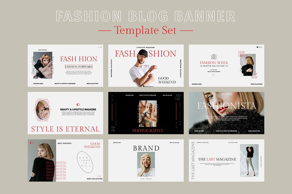 Fashion templates vector for lifestyle and beauty blogs