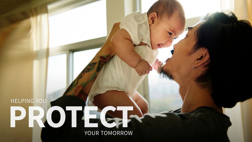 Protect tomorrow insurance template vector for family&rsquo;s health ad banner