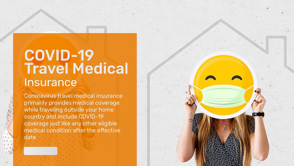 Travel medical insurance template psd for blog banner with editable text