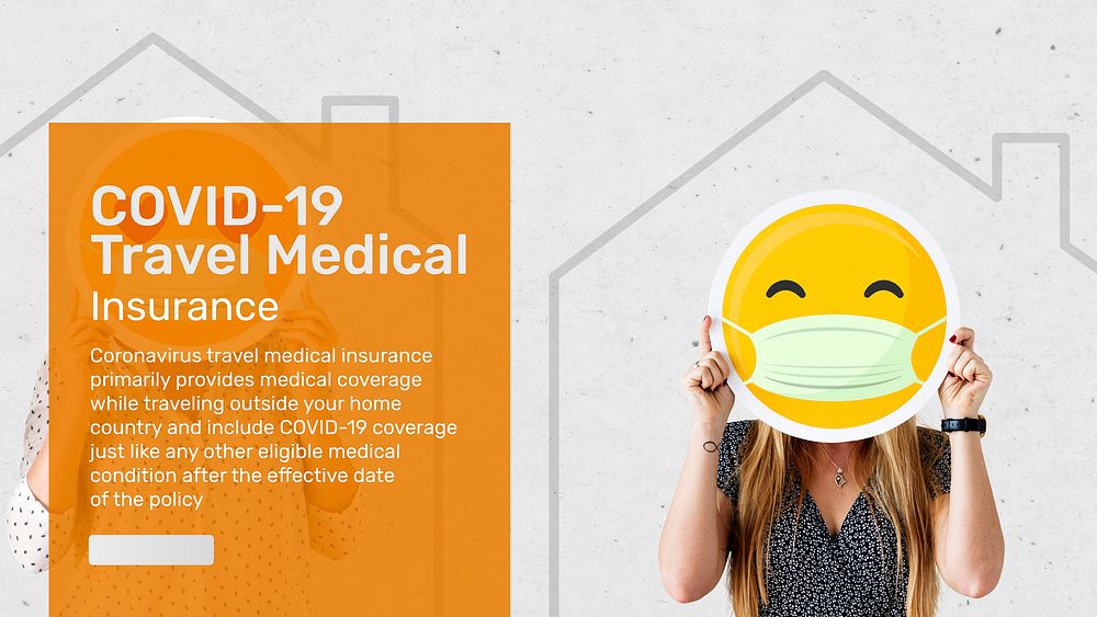 Travel medical insurance template vector for blog banner with editable text