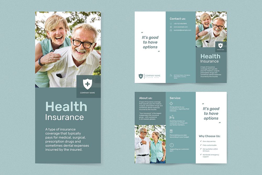 Health insurance template vector with editable text collection
