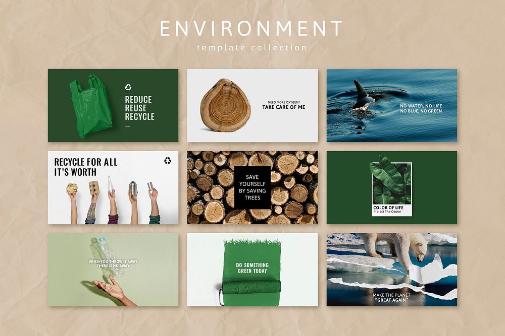 Environment awareness template vector for social media post set