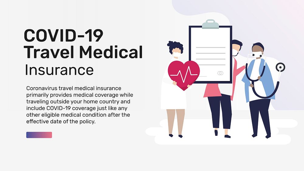 Editable template vector for COVID-19 travel medical insurance presentation
