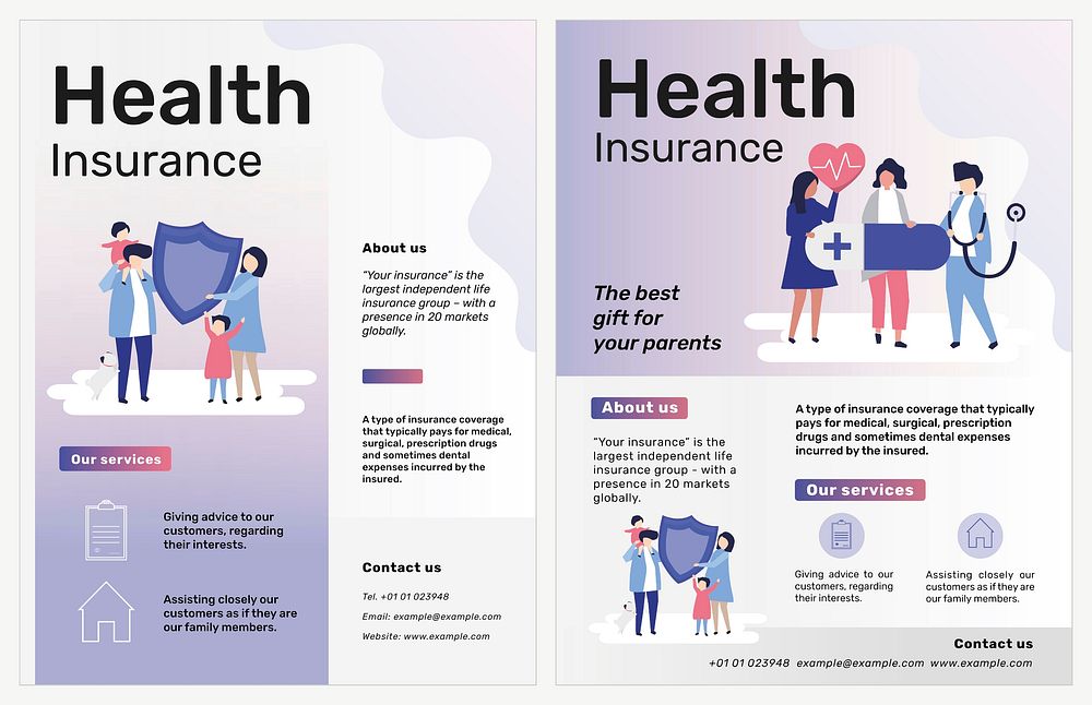Health insurance templates vector for blog flyer