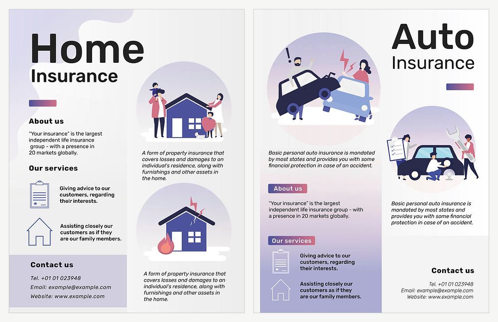 Flyer templates vector for home and auto insurance