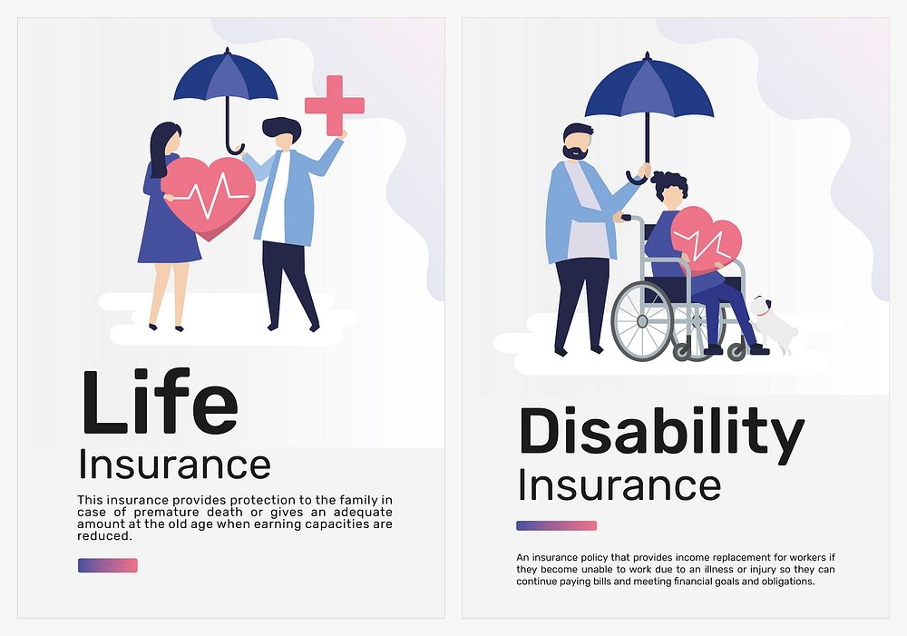 Poster templates vector for life and disability insurance