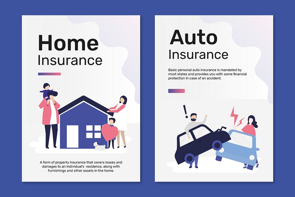Poster templates vector for home and auto insurance