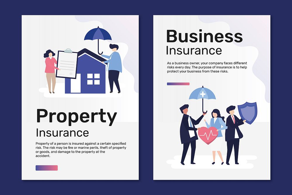 Poster templates vector for property and business insurance