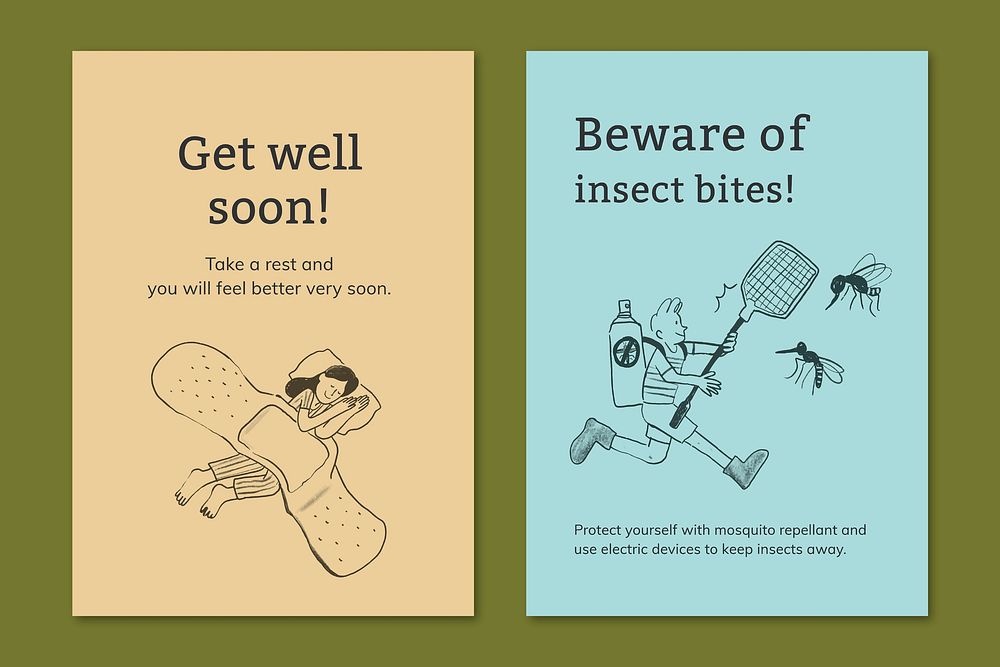 Common illnesses template files set healthcare poster