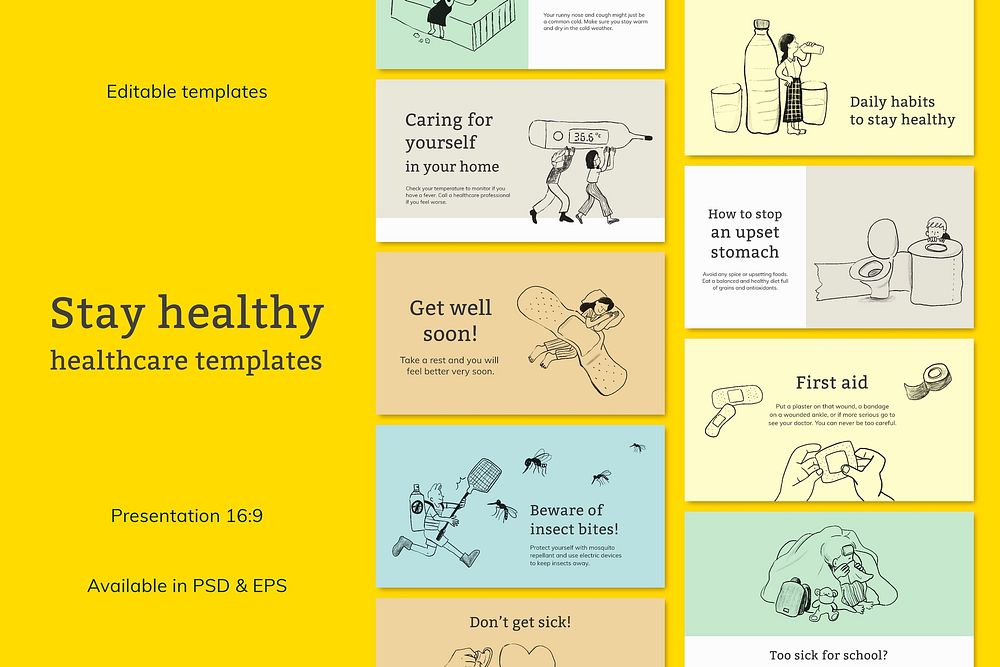 Common illnesses template files set healthcare presentation