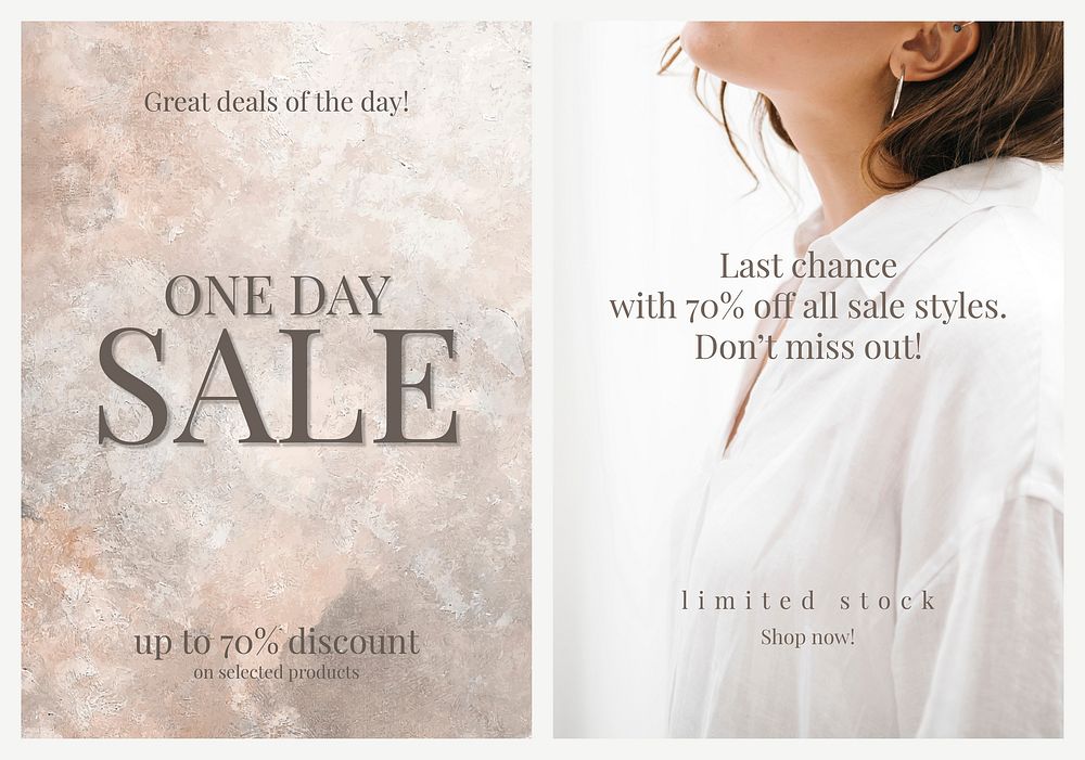 Fashion sale shopping template vector promotional aesthetic ad poster dual set