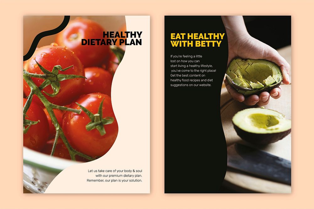 Healthy vegan template vector lifestyle marketing food poster set