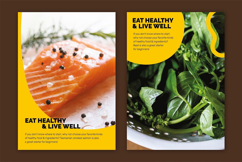Healthy diet template vector marketing lifestyle poster collection