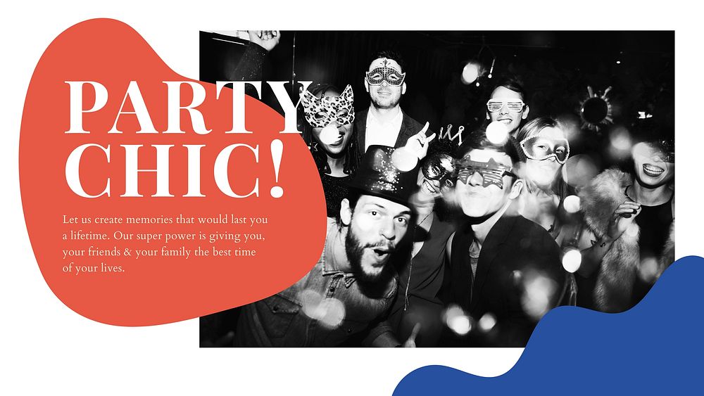 Party chic ad template vector event organizing presentation