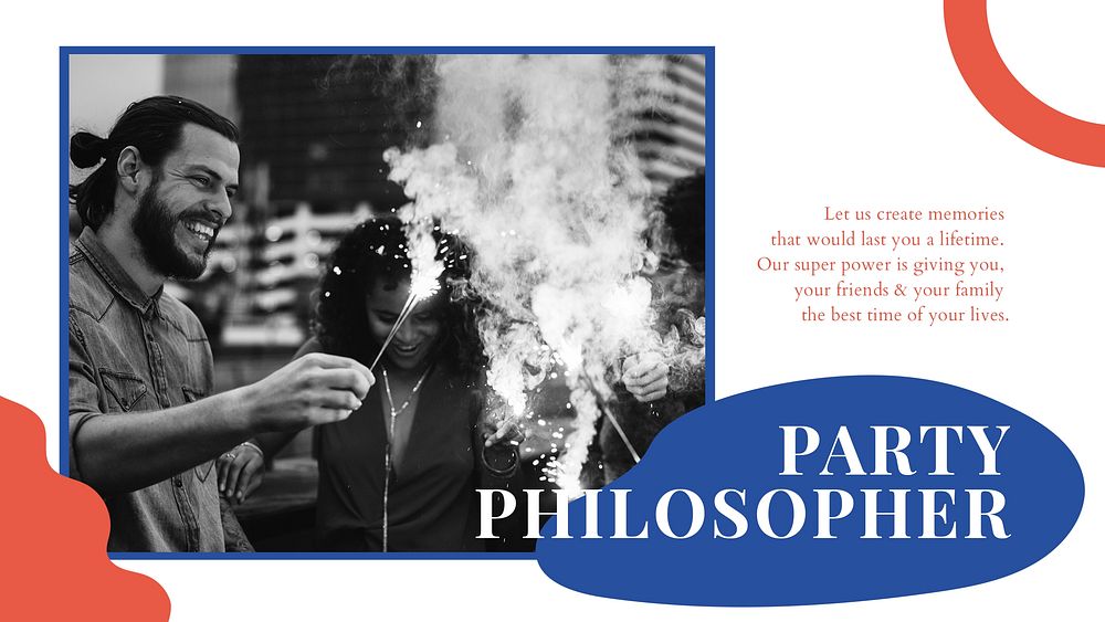 Party philosopher ad template psd event organizing presentation
