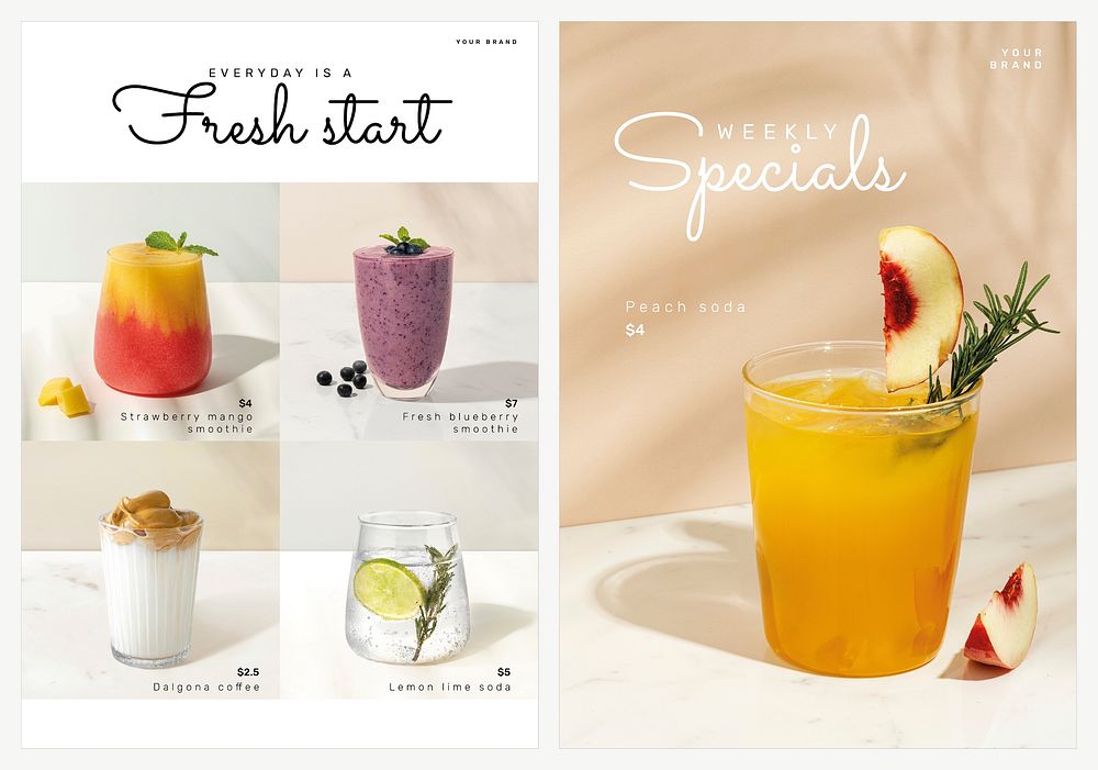 Healthy cafe poster template vector set