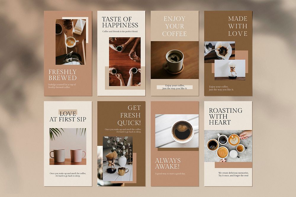 Coffee lover template vector set for social media story cafe theme