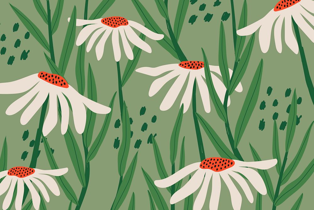Daisy patterned psd background in green