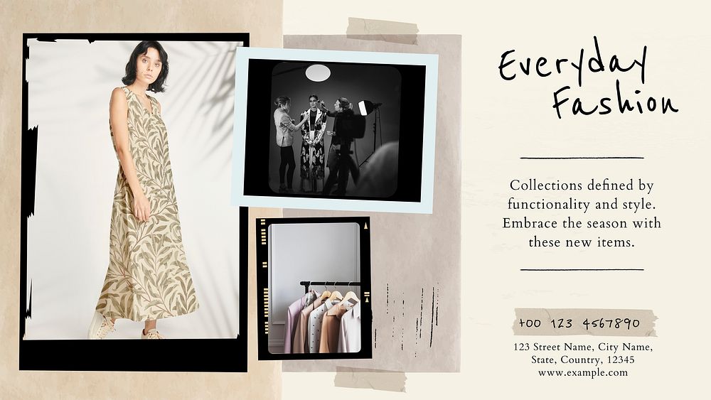 Everyday fashion collage template vector vintage photo film blog banner