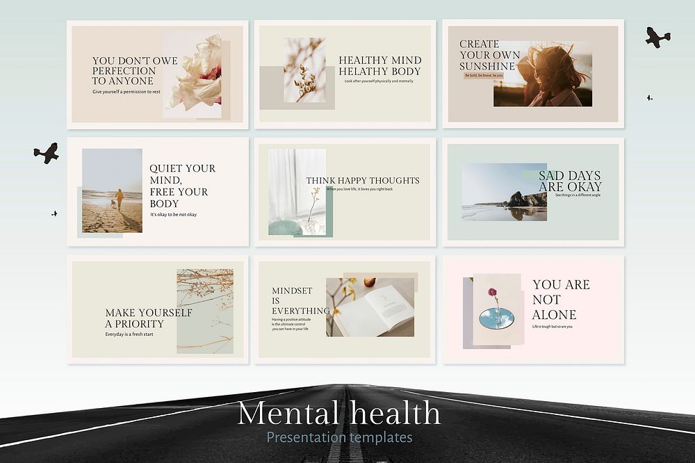 Mental health template psd set quote for presentation