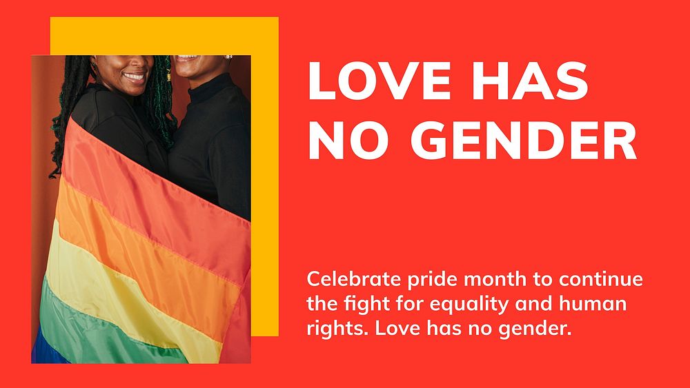 Pride month LGBTQ template vector love has no gender gay rights support blog banner