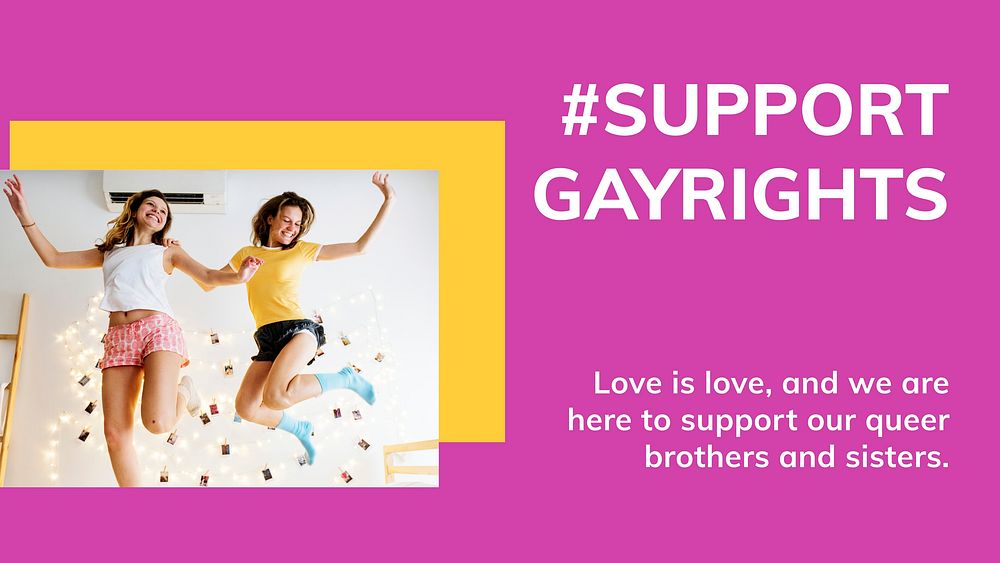 Support gay rights template vector LGBTQ pride month celebration blog banner
