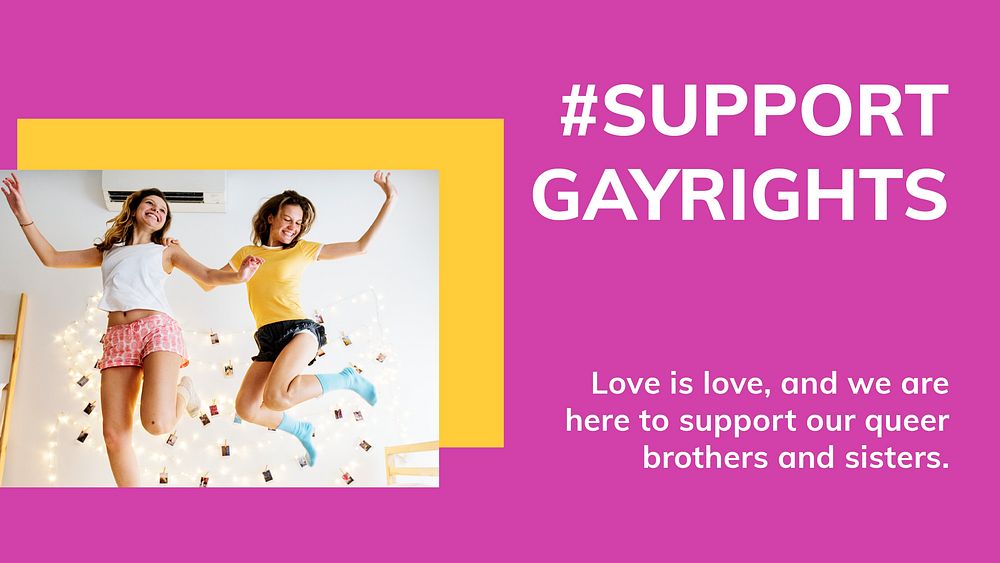 Support gay rights template psd LGBTQ pride month celebration blog banner